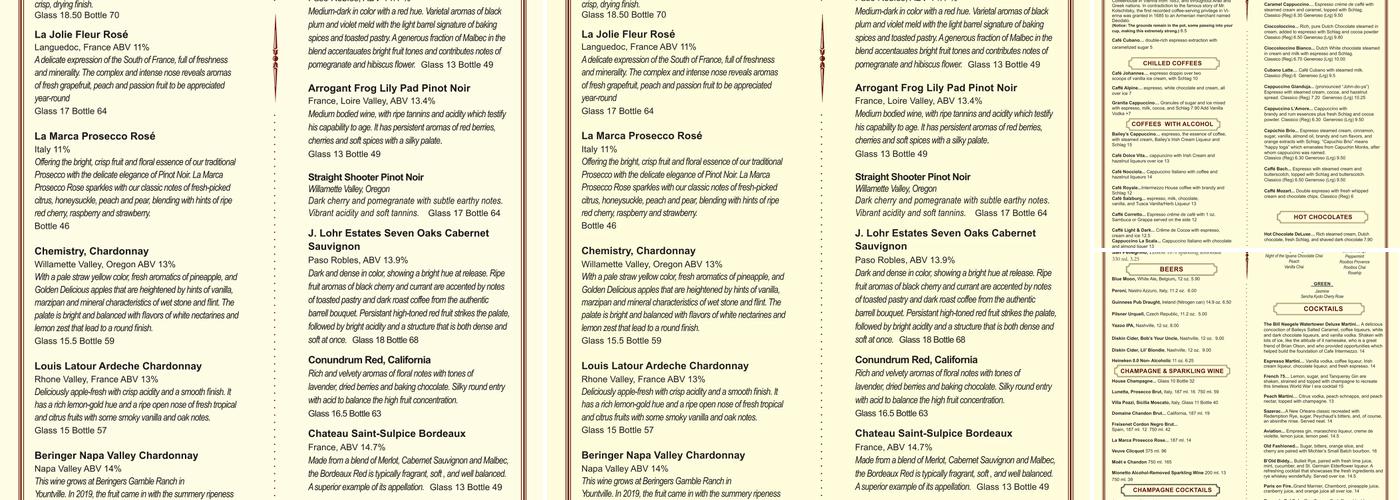 Café Intermezzo - Nashville Menu