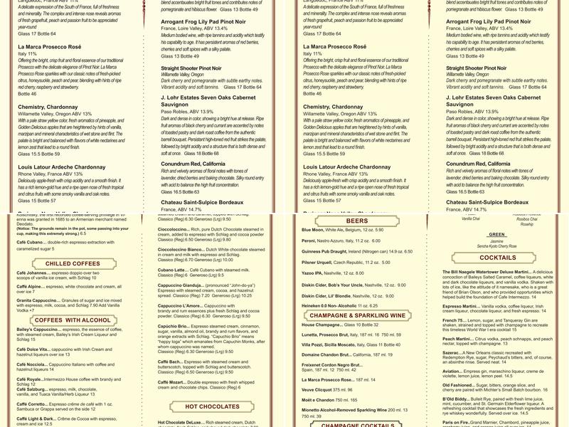 Café Intermezzo - Nashville Menu
