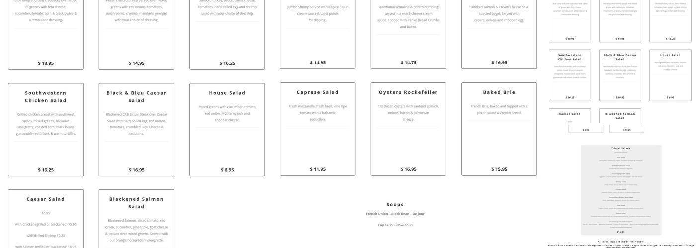 O'Brien's Bistro Menu