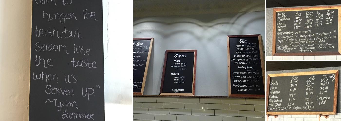 Crescent Coffee Roasters Menu