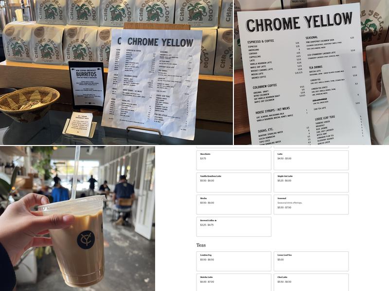 Chrome Yellow Trading Co. Menu