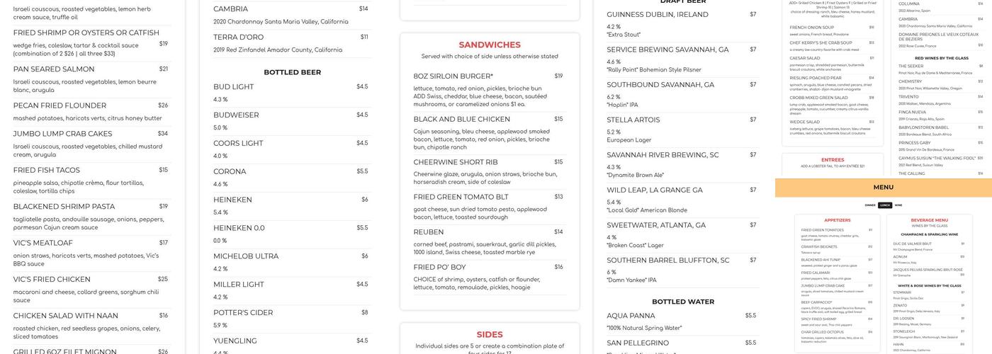 Vic's Coffee Bar Menu