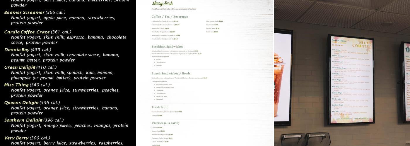 The Bean Counter Northpark Menu