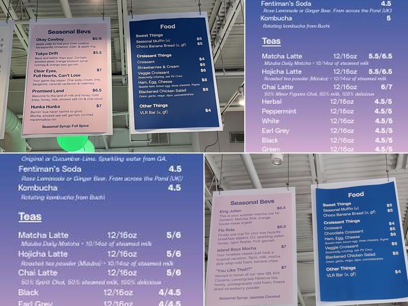 Valor Coffee Menu