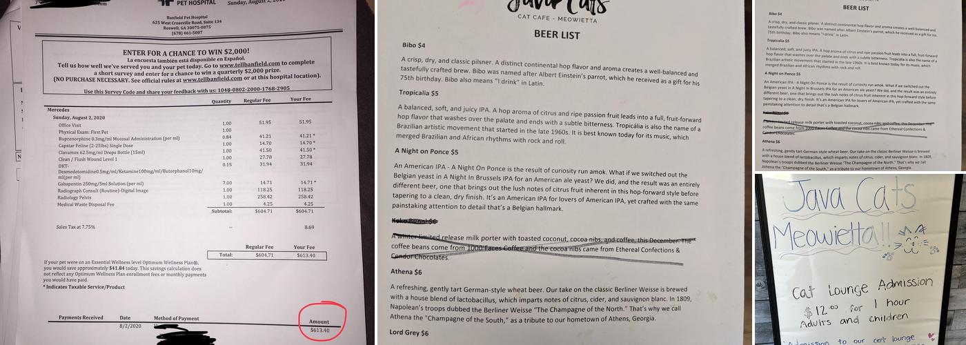 Java Cats Marietta Menu