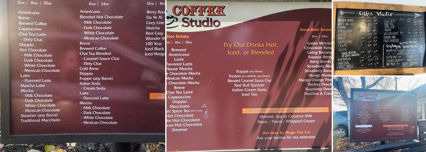 Coffee Studio Menu