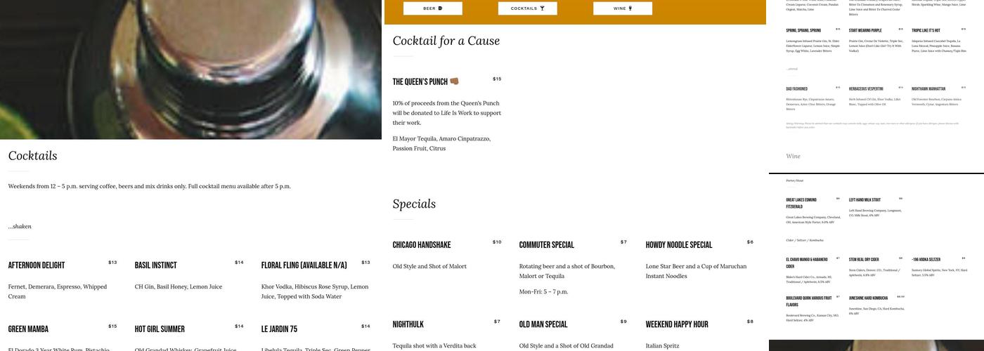 Nighthawk Menu
