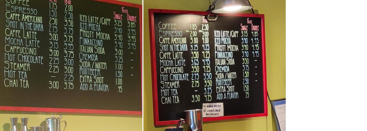 Funky Java Coffee House Menu