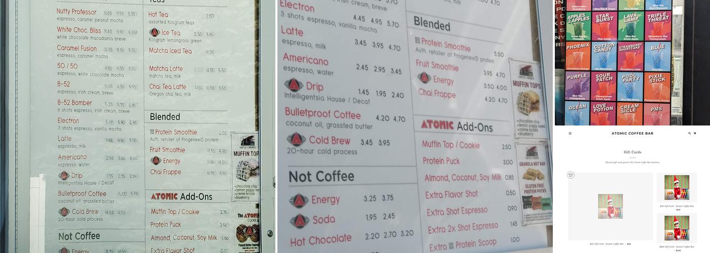 Atomic Coffee Bar Menu