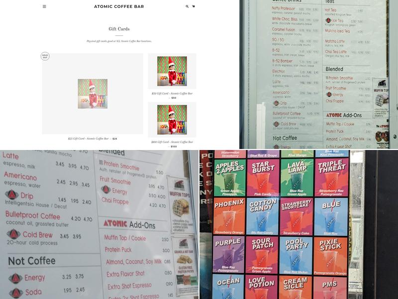 Atomic Coffee Bar Menu