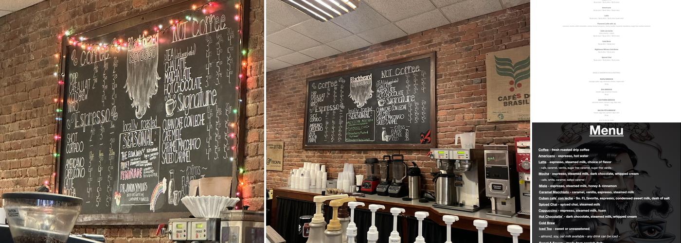Blackbeard Espresso Menu