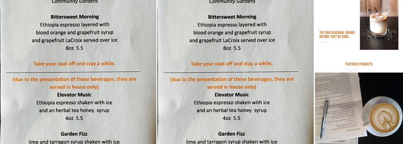 Second Best Coffee Menu