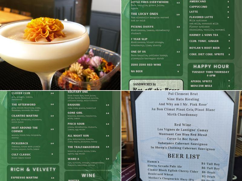 Afterword Tavern & Shelves Menu