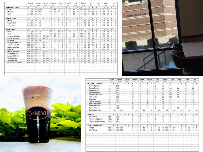 Bambu Desserts & Drinks Menu