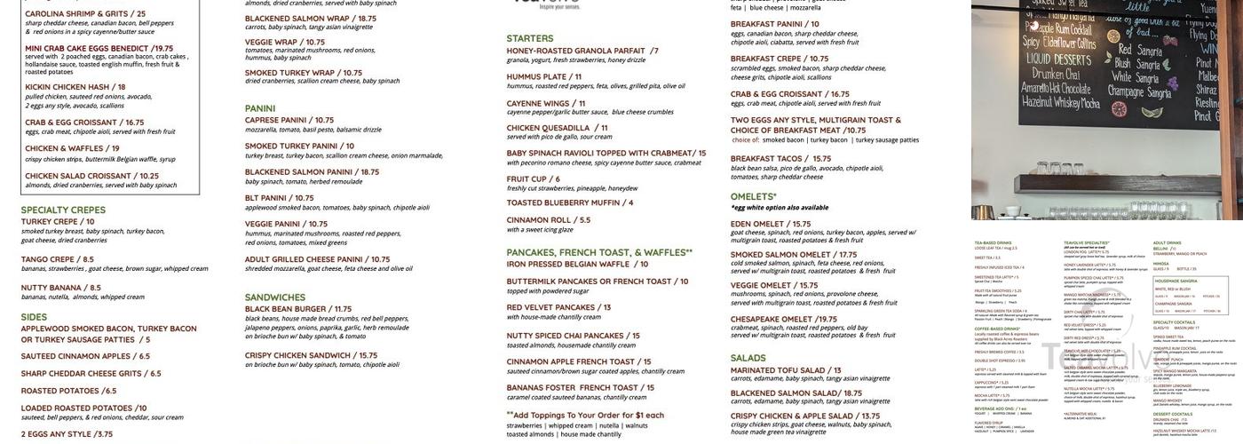 Teavolve Cafe Menu