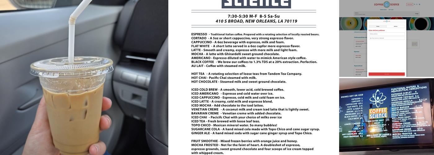 Coffee Science Menu