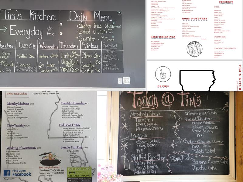 Tim’s Kitchen Menu