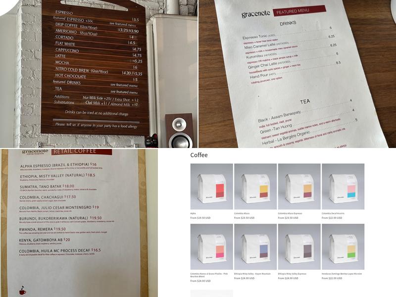 Gracenote Coffee Boston Menu