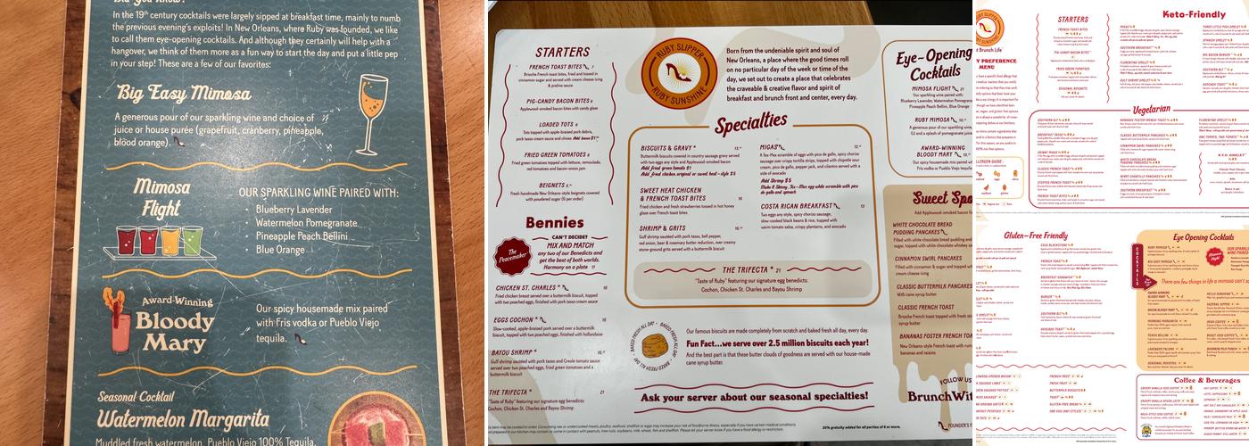 Ruby Slipper Menu