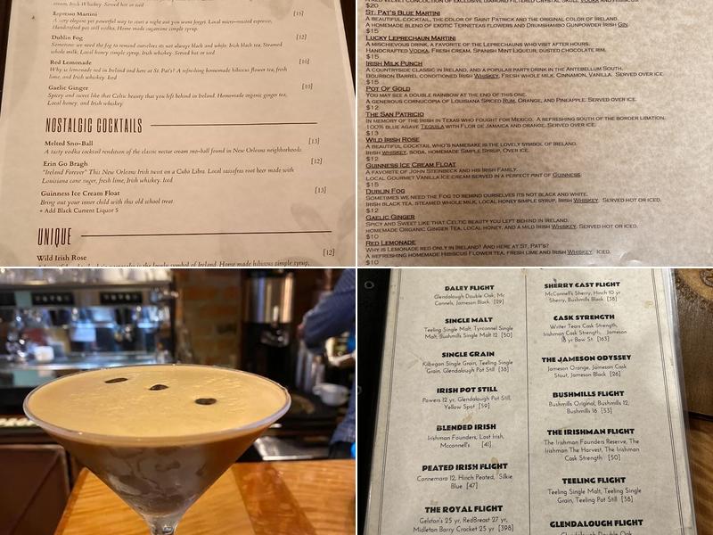 St. Pat's Irish Coffeehouse Menu