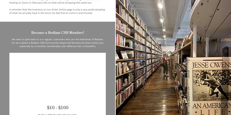 Bedlam Book Cafe Menu