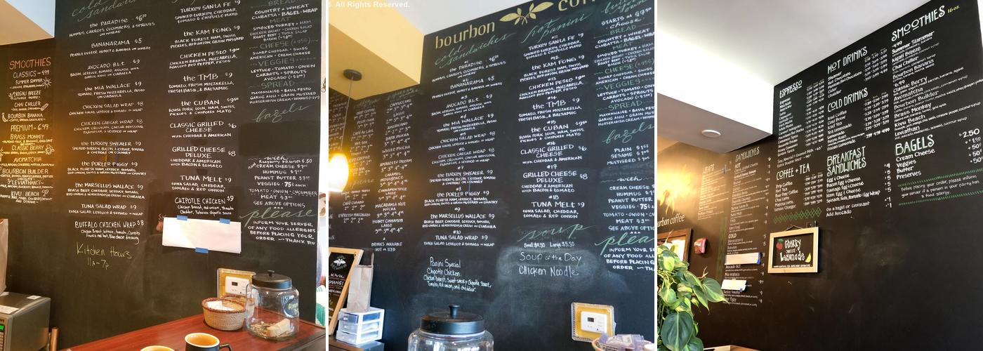 Bourbon Coffee Menu