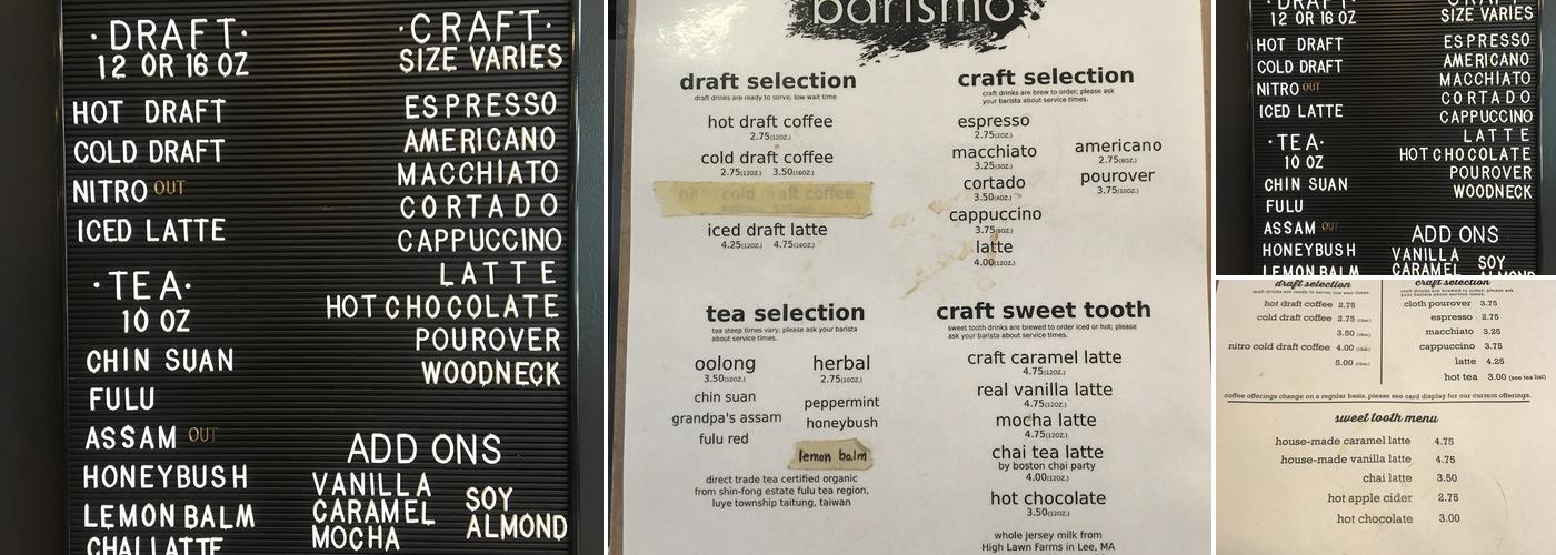 Barismo Menu