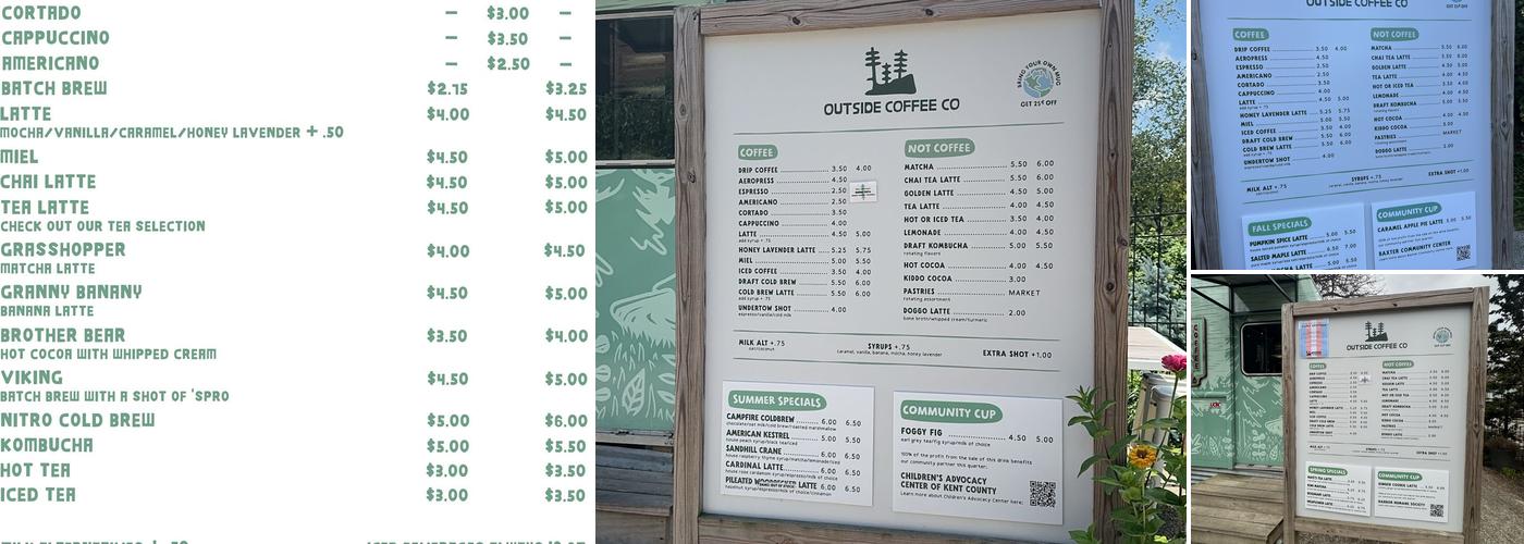 Outside Coffee Menu