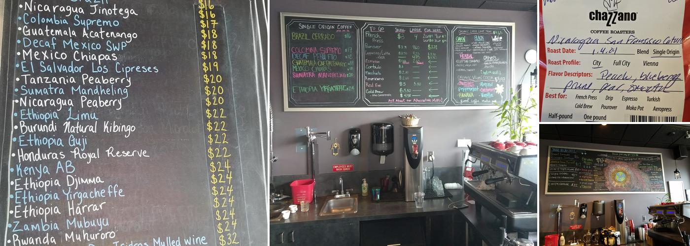 Chazzano Coffee Roasters Menu