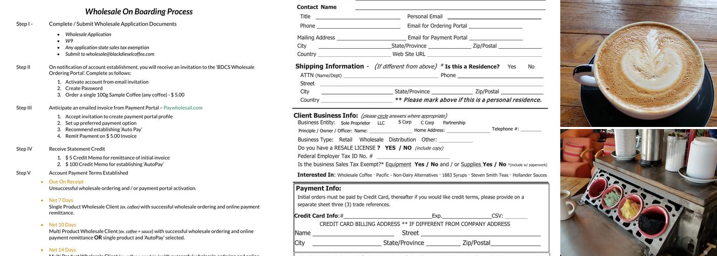 Black Diesel Coffee Menu