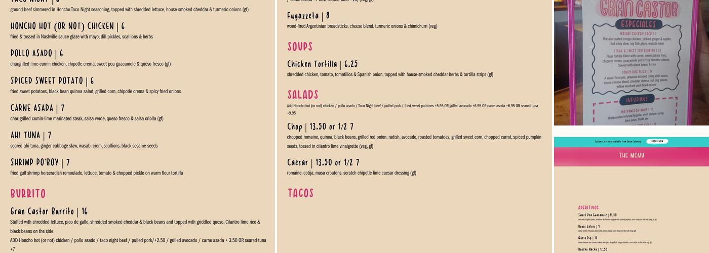 Gran Castor Menu