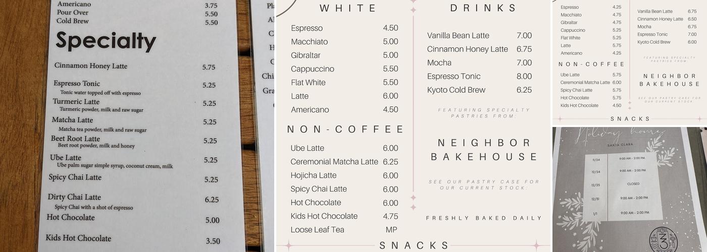 1 Oz Coffee Menu