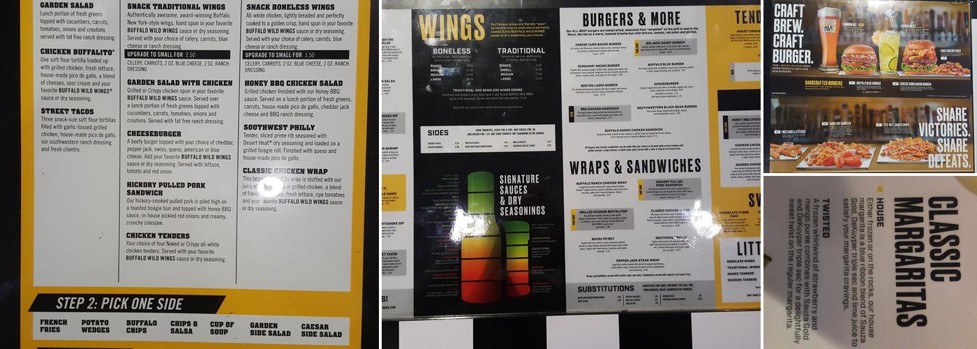 Buffalo Wild Wings Menu