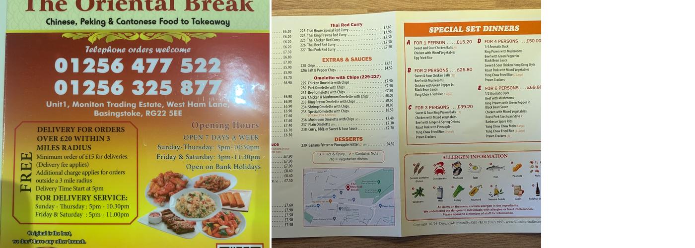 Oriental Break Menu