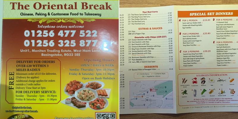 Oriental Break Menu