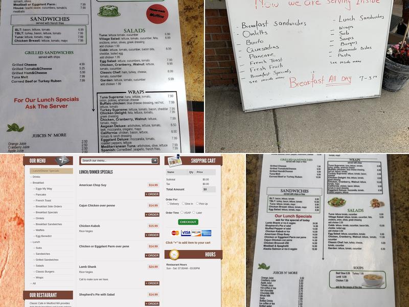 Classic Cafe Medford Menu