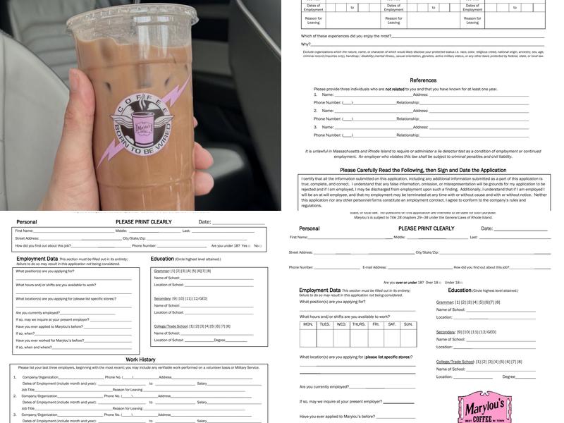 Marylou's Coffee Menu