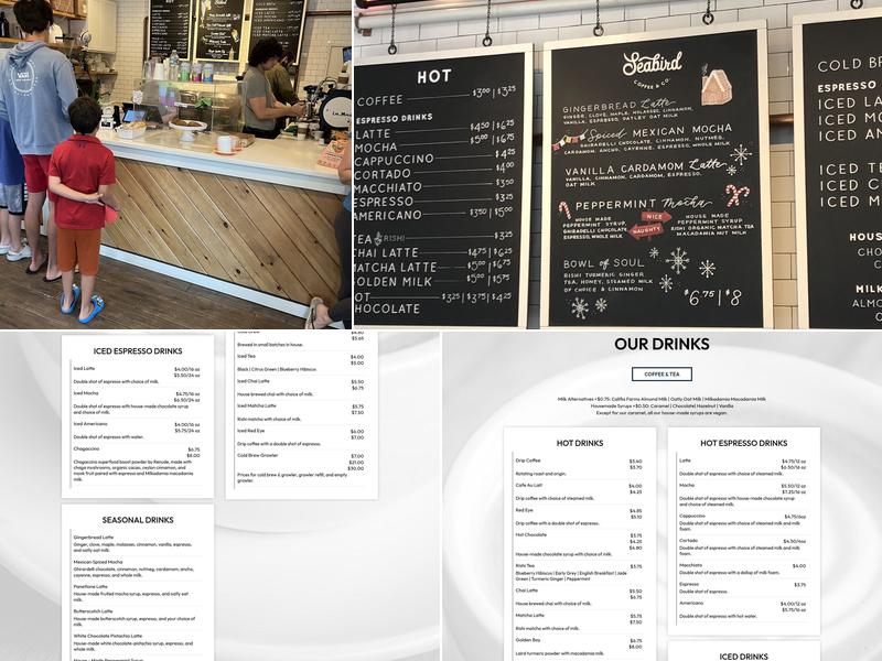 Seabird Coffee & Co. Menu