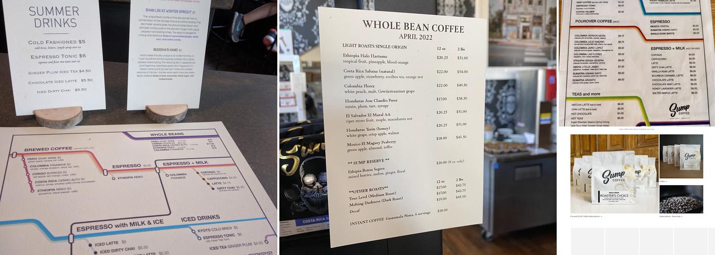 Sump Coffee Menu
