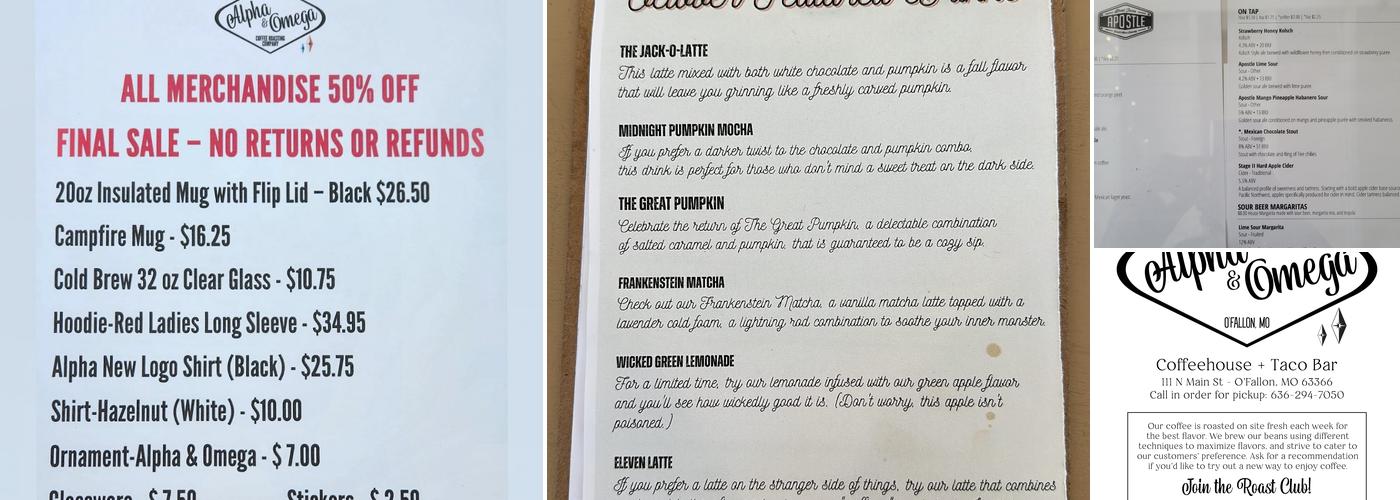 Alpha & Omega Roasting Company Menu