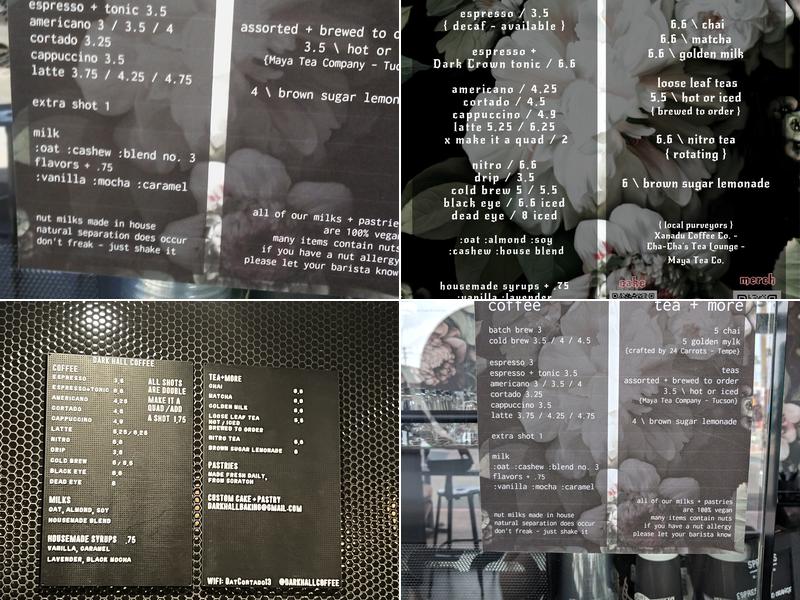 Dark Hall Coffee Menu