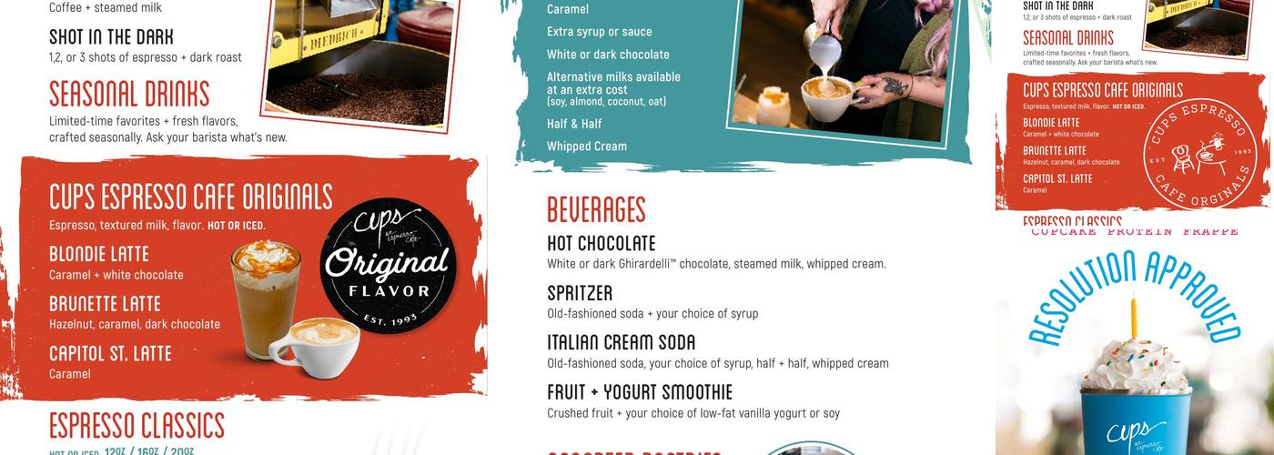 Cups Espresso Cafe Menu