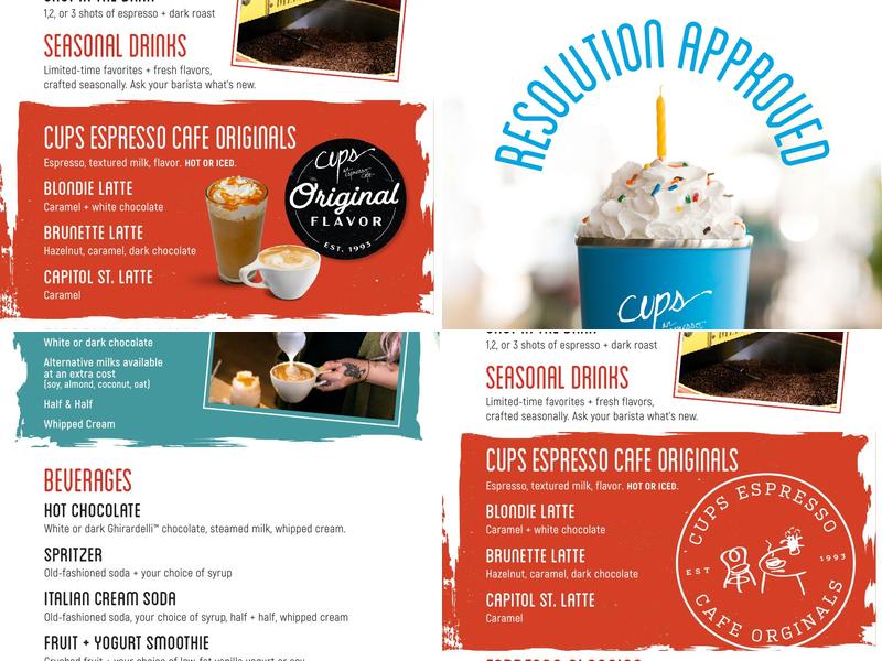 Cups Espresso Cafe Menu