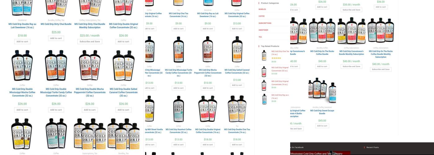 Mississippi Cold Drip Coffee and Tea Co. Menu