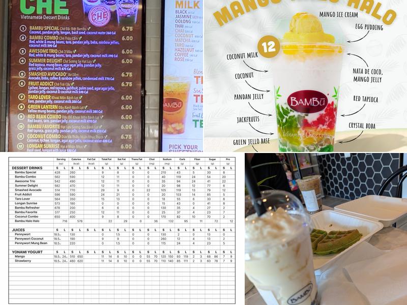 Bambu Desserts and Drinks Menu