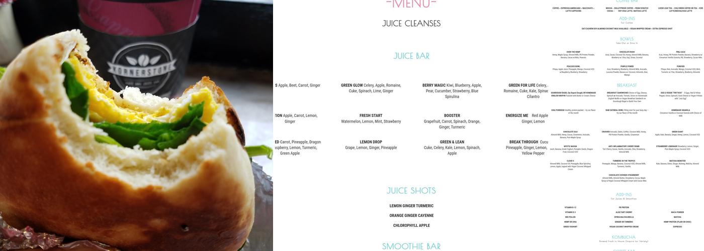 Kornerstone Cafe & Juice Bar Larkin Menu
