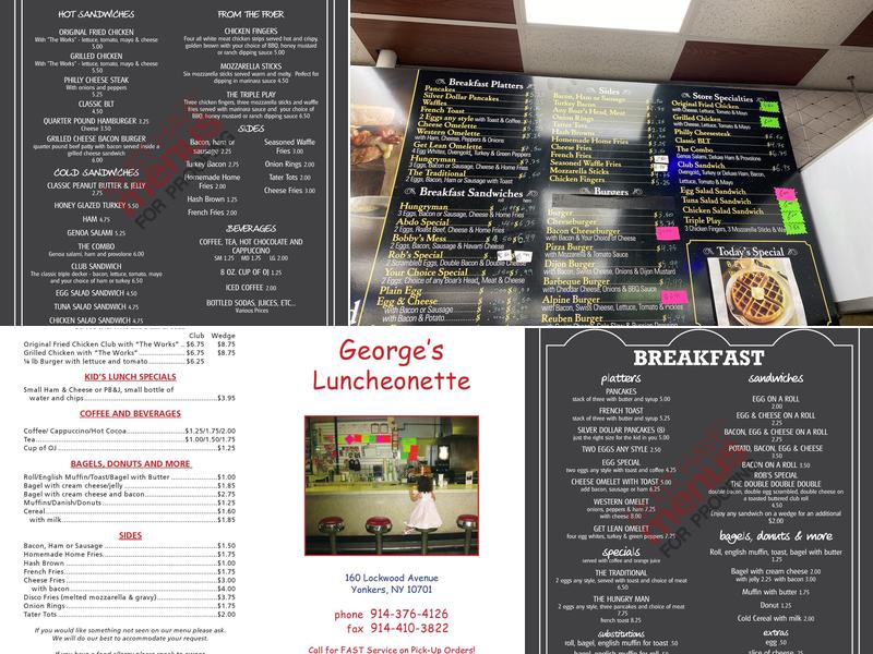 George's Luncheonette Menu