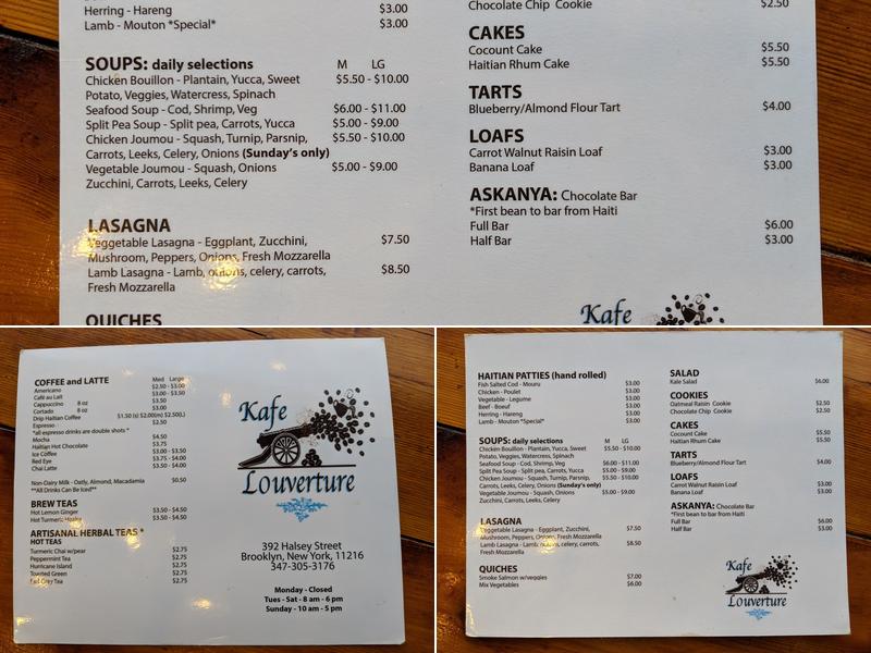 Kafe Louverture Menu