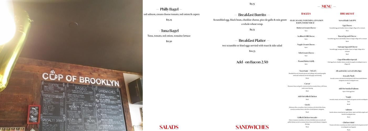 Cup of Brooklyn Menu