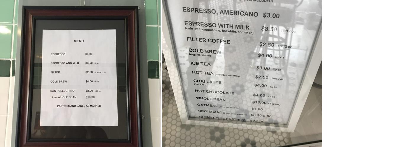 Kitten cafe Menu